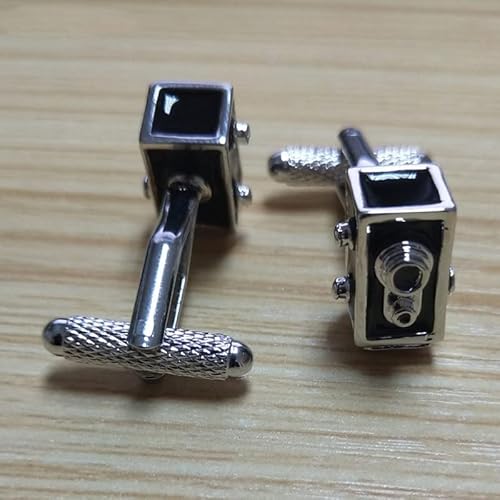 Gppzm Vintage Camera Cufflinks For Mens French Shirt Cuffs Black Enamel Cuff Links Jewelry (Color : A, Size : One Size) #TOP5