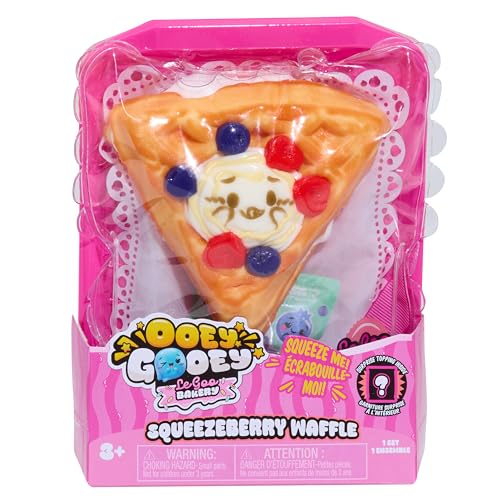 Just Play Ooey Gooey Le Goo Bakery Squeezeberry Waffle Set with Toppings Super Soft and Squishy Play Food Fidget and Sensory Toy for Kids Girls Boys Ages 3 and Up