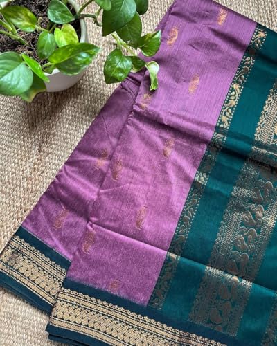 Image of Women's Kanjivaram Cotton Silk Saree South Indian Paithani Sari | gadwal cotton sarees with Zari Border and Blouse Piece - Suitable For All Indian Occasions and Festivals 191