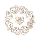 LiQunSweet 100-Pieces 2 Inches Undyed Wood Pendants Valentines Heart Cutouts Wooden Unfinished Slices Charms for Earring Jewelry Making DIY Findings - 52~55mm