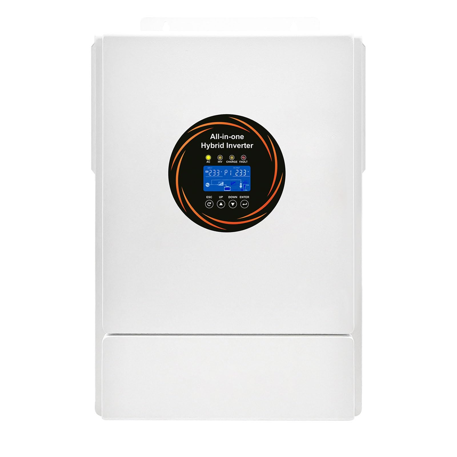 Inverter Ibrido Solare da 5,5 KW Tutto in Uno, da 48 V a 220 V-240 V, Inverter Ibrido Fuori Rete con Regolatore di Carica MPPT da 120 A Integrato, Regolatore Intelligente con Display LCD