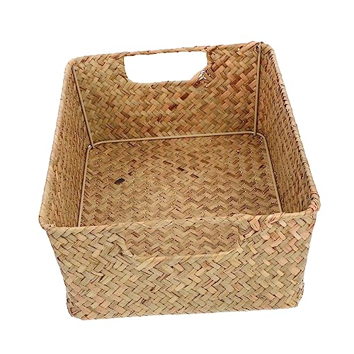 NAMOARLY Kitchen Storage Box Bread Container Storage Basket Fruit Tray with Lid Bread Baskets for Serving Woven Snack Basket Laundry Hamper with Lid Handwoven Basket Seagrass Tray Mat Grass