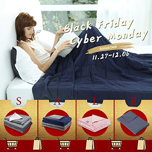 Weighted Idea Weighted Blanket Adults 17 lbs (60''x80'', Soft Fabric, Navy Blue)