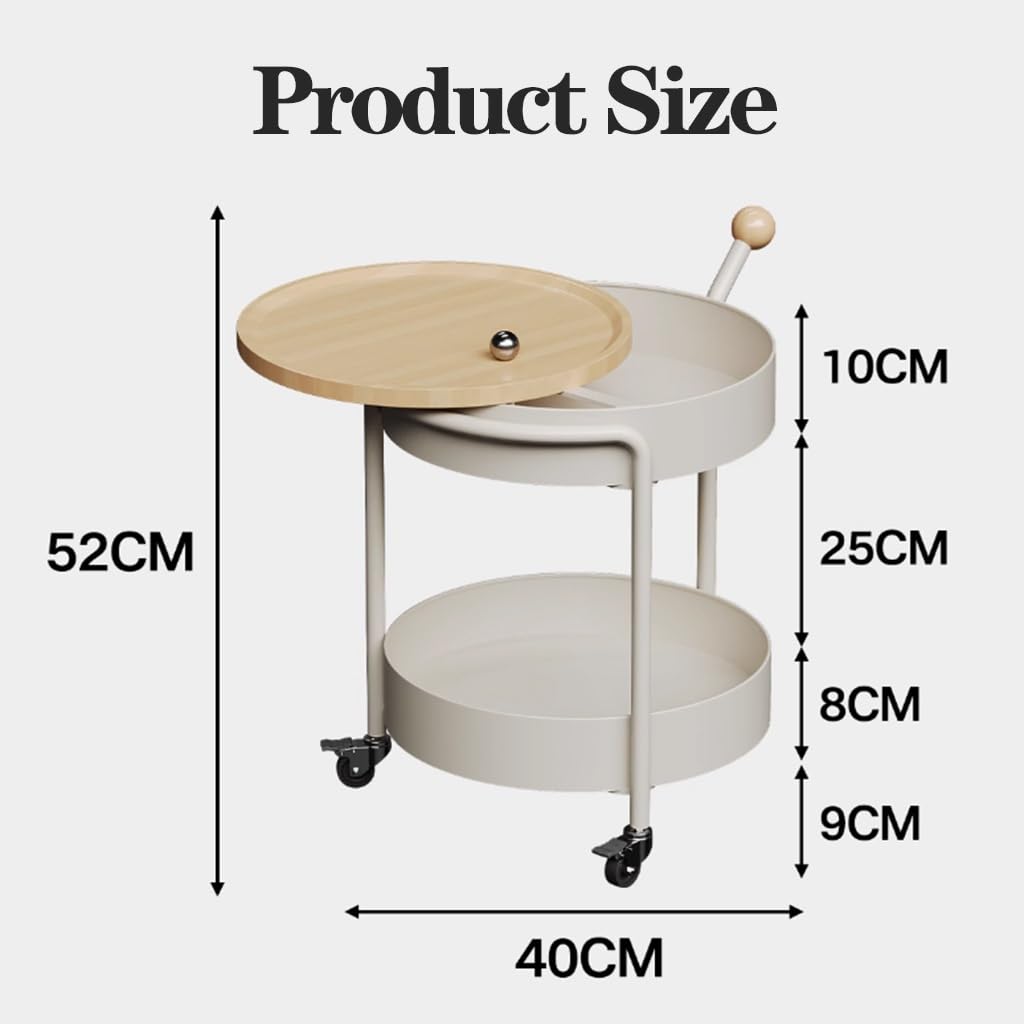 Moderna mesa de café color crema con ruedas ocultas, versátil para sala de estar y comedor, diseño funcional para el hogar