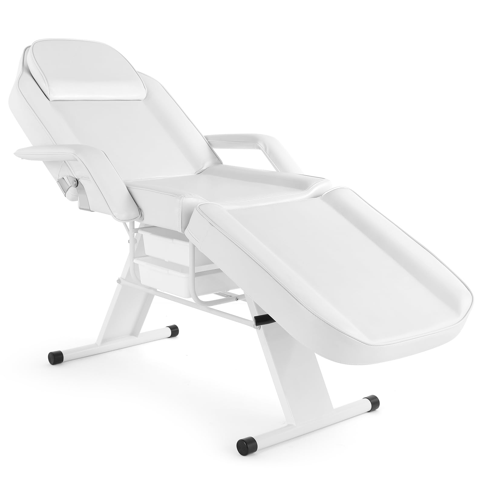 Bonnlo - Mesa de masaje, cama de esteticista, mesa estética, profesional, mesa de tatuaje profesional, cama de belleza, equipo de salón de belleza ajustable spa (blanco, cajones)