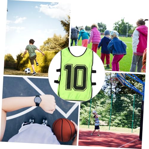 Chasubles de sport vertes SOLUSTRE x6 pour entraînement enfants légères et amples - 4