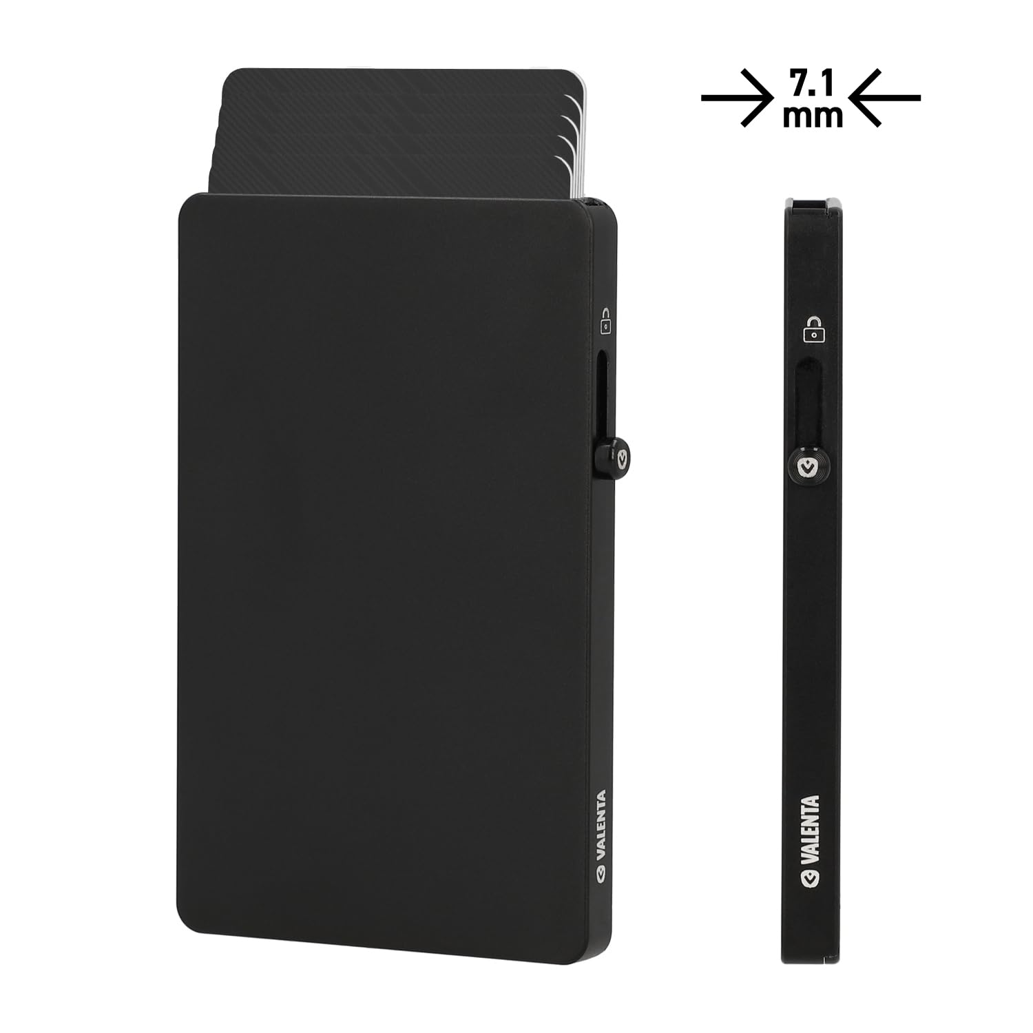 Valenta Cardprotector alluminio magnetico sottile, nero, protezione RFID