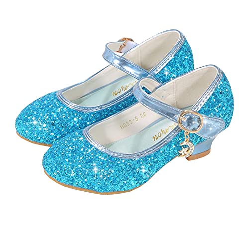 Auhoho Sapatos femininos de salto baixo princesa com glitter lantejoulas Mary Jane Party Wedding Sho