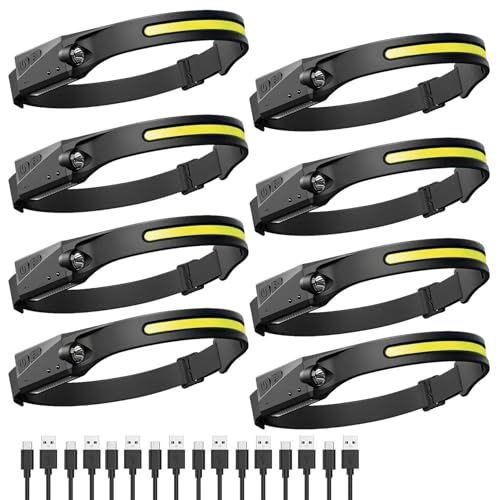 Lampe frontale rechargeable pour course à pied et camping étanche lot de 8