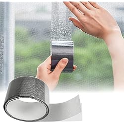 DURANTEY 2pcs Cinta Reparar Mosquiteras para Ventana Reparador de Mosquiteras Adhesiva Cinta Para Pegar Mosquiteras Negra Parche Mosquitera Enrollable para Reparar Mosquitero de Puerta/Ventana-5X200cm