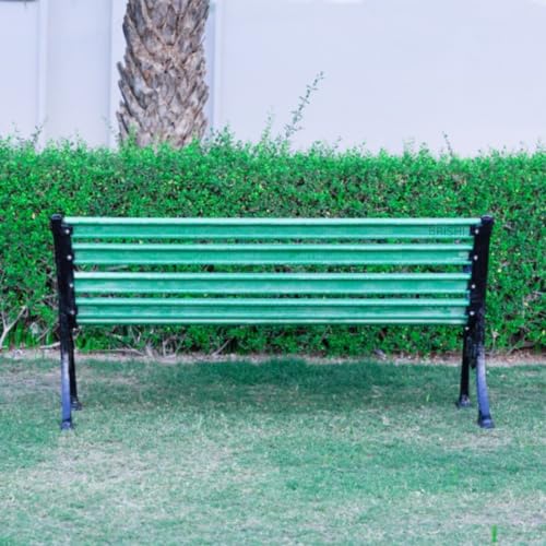 Image of BRISHI 3 Seater Cast Iron FRP Garden Bench for Indoor & Outdoor Park /Patio /Living Room /Terrace /Balcony (Green + Black)