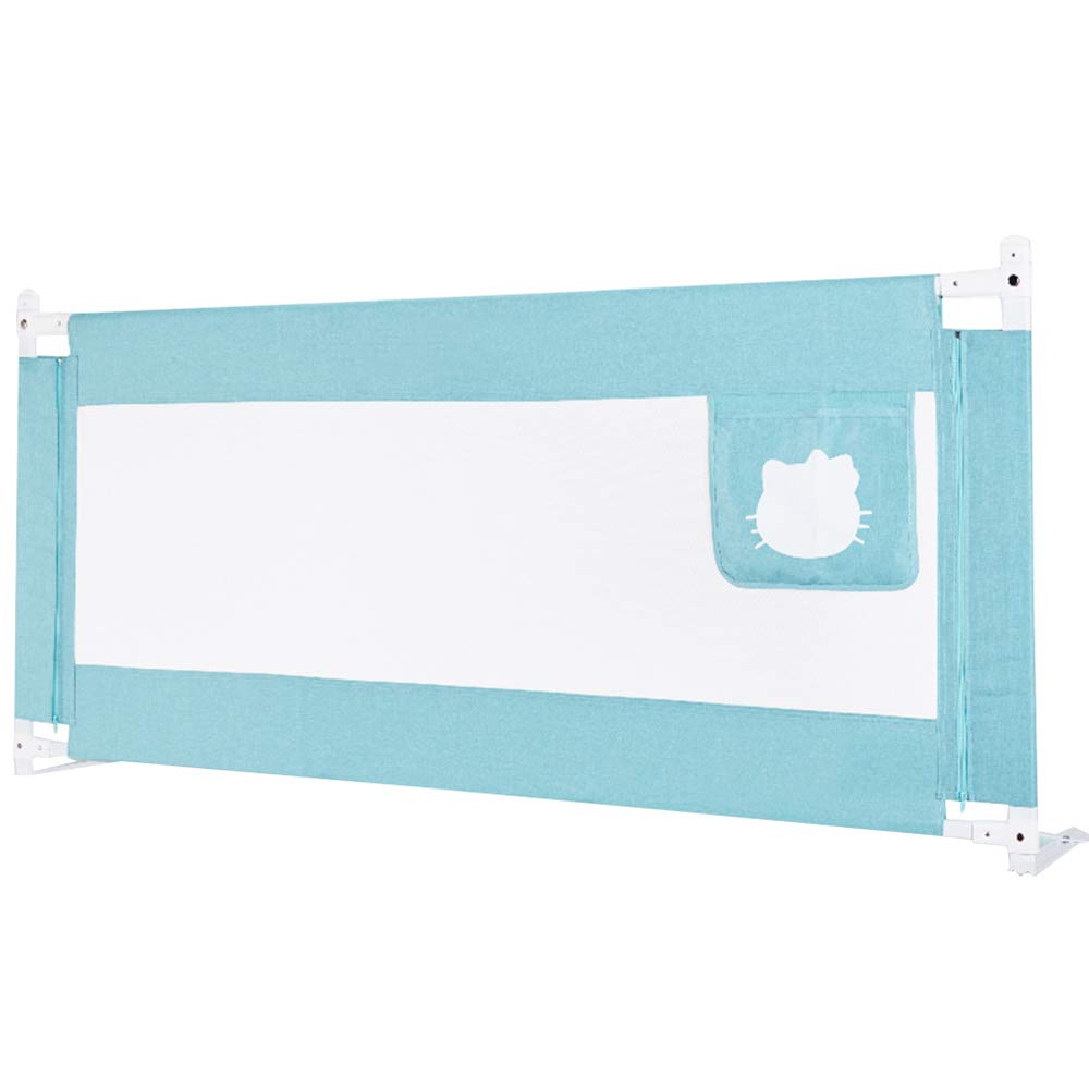 Barrera de cama infantil de 200 cm vertical y plegable verde