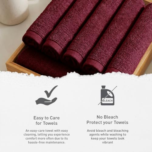 Image of MYTRIDENT Face Towel | Urban Comfort | Quick Drying | Travel Friendly | for Men /Women | 6 Pc Face Towel (30 cm x 30 cm) | 100% Cotton 450 GSM - Wine Red