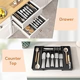 Lifewit Cutlery Drawer Organiser, Extendable Cutlery Tray, 8 Compartments, Kitchen Drawer Organiser Utensil Spoons Forks Knives, Medium, Black - Image 9