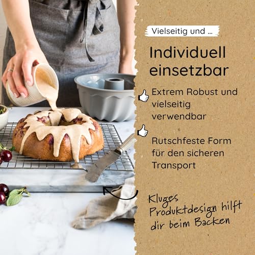 Foto von Backefix Gugelhupfform antihaft Gugelhupf aus Silikon Backform groß - Zero Waste Napfkuchenform Kuchenform Grau, Ø 23cm