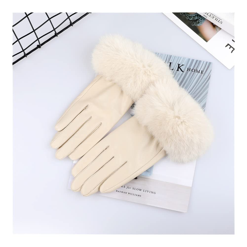 Wvapzxx Dames schapenvacht handschoenen lederen touchscreen rits fleece