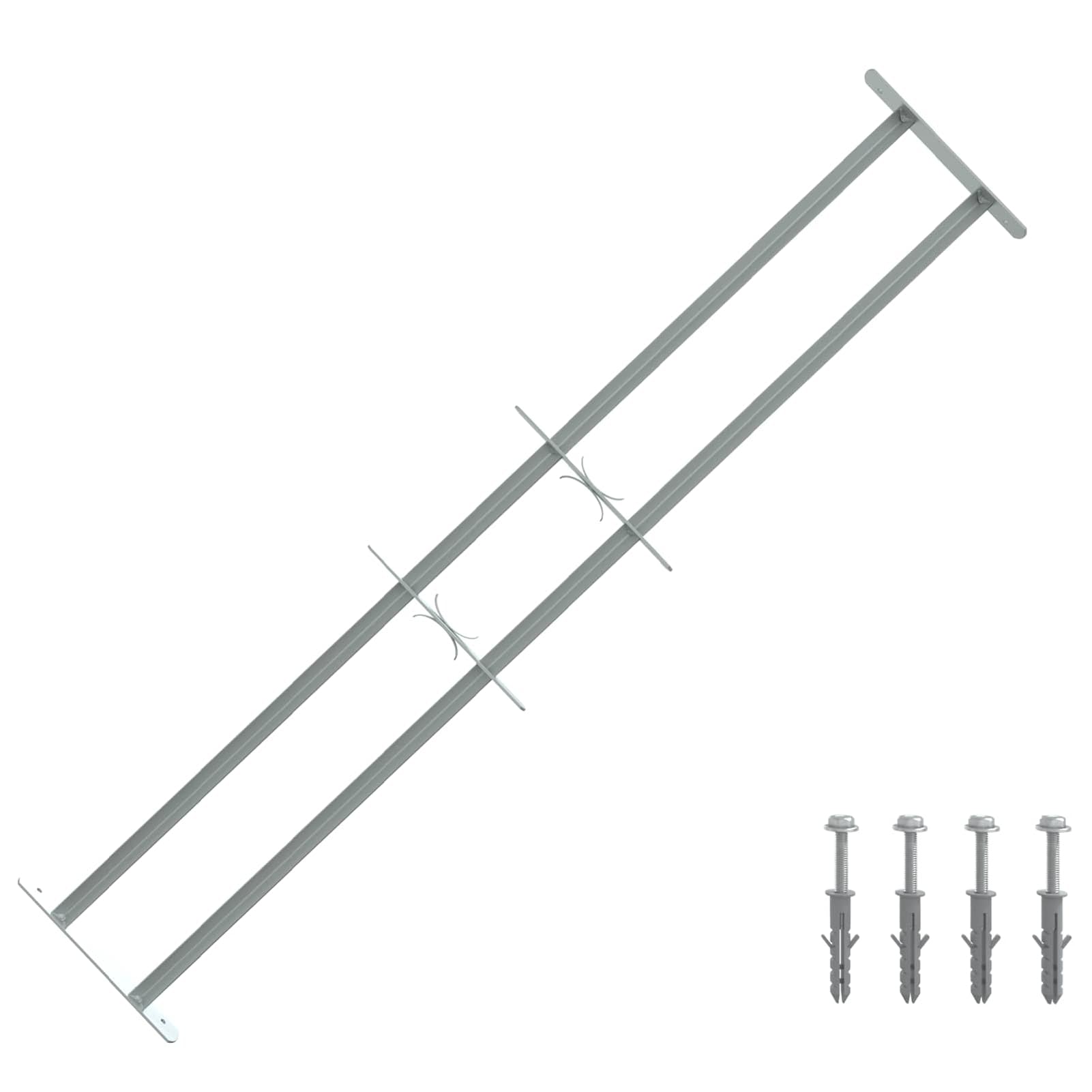 Gecheer Sicherheitsgitter für Fenster mit 2 Querstangen 3 Stück Verstellbare Fenstersicherung aus verzinktem Stahl Einbruchschutz für Zuhause Wohnung Keller Erdgeschoss 930-1740 mm