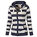 Produktbild Tomayth Herbst Winter Damen Hoodie Kapuzenpullover Langarm Gestreifter Pullover Pulli Mit Kapuze Reißverschluss Casual Sweater Große Größen Hoody (XXXXL, Blau)