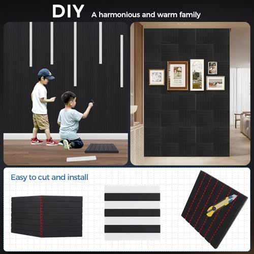 BSHEAD 8 Pack Self-Adhesive Fold Soundproof Wall Panels, 24 x 12 x 0.47 in Sound Proof Foam Panels for Walls, 1.2lb/ft³ High Density, Thicker 0.47in, Acoustic Panels, Sound Dampening Panels Black - Thumbnail 4
