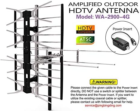 Miniatura 4 de PBD - Antena digital HDTV para exteriores con amplificador de alta ganancia y bajo ruido, cable coaxial RG6 de 40 pies, divisor de 2 vías, rango de