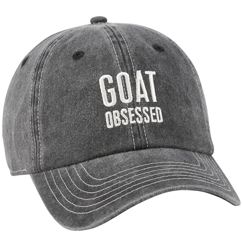 Gorra de béisbol Goat Obsessed negra de algodón lavado visera curva ajustable unisex adulto