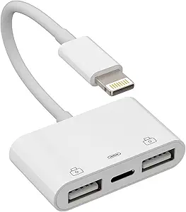 Lightning to USB Adapter OTG Cable Connector for iPhone Apple Splitter 13 12 11 Mini Pro Max X Xs Ipad Male Converter and Charger Charge Female Port Camera Keyboard Mouse Adaptador para HUB Charging