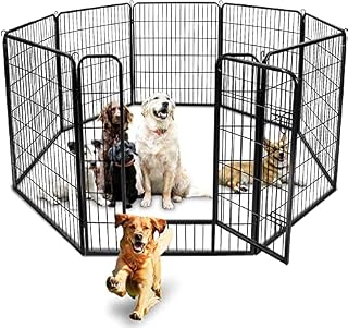 BUNNY BUSINESS Heavy Duty 8 Panel Puppy Play Pen/ Rabbit Enclosure, Large, Gunmetal Grey