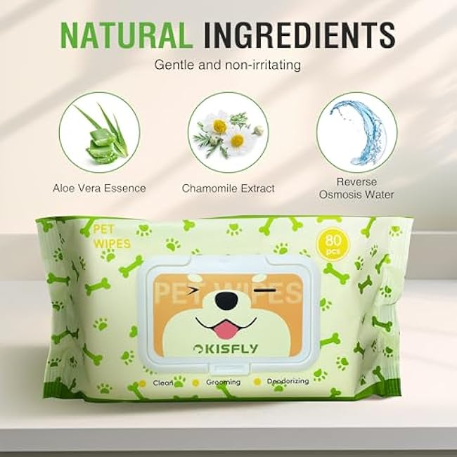 Pet Wipes for Dogs and Cats, Dog Wipes for Paws and Butt, Cat Wipes Cleaning Fur and Butt, Fragrance-free, Alcohol-free, Natural Ingredients, Gentle and Safe, Keep Your Pet Clean and Healthy 320 Pcs-6eQQIJZ1