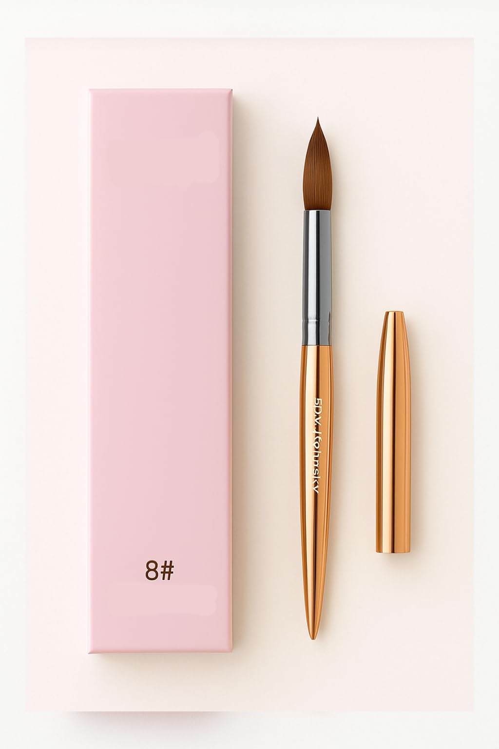 KIRA Professional Acrylic Nail Art Brush #8, Rose Gold Handle, with Pink Storage Case-image-35