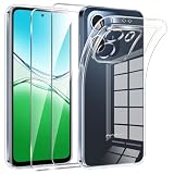 Phoona Cover per OPPO A5X 4G/5G Custodia con 2 Pezzi Pellicola Vetro Temperato,Ultra Sottile Trasparente Silicone Protettiva Case per OPPO A5X 4G/5G Sottile Morbida Antiurto Cover