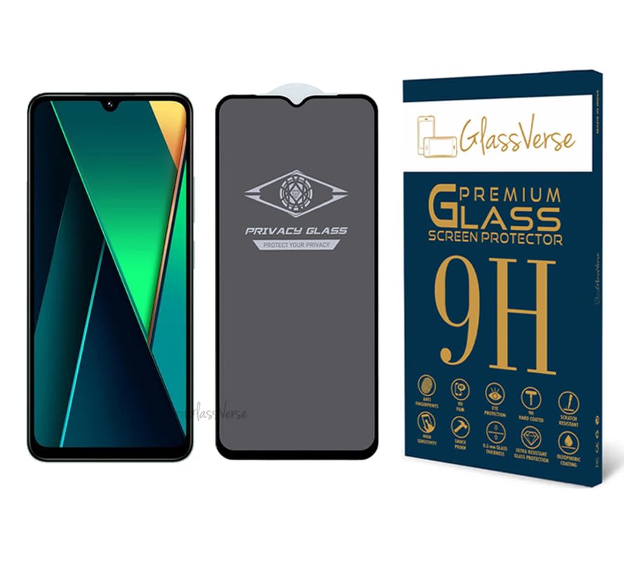 GlassVerse® Ultra Privacy Tempered Glass For Poco C75 5G (PACK OF 1) with Free Installation Kit. Edge To Edge. (In-Screen FingerPrint Lock will not work with the Privacy Guard) - 6.88 inch