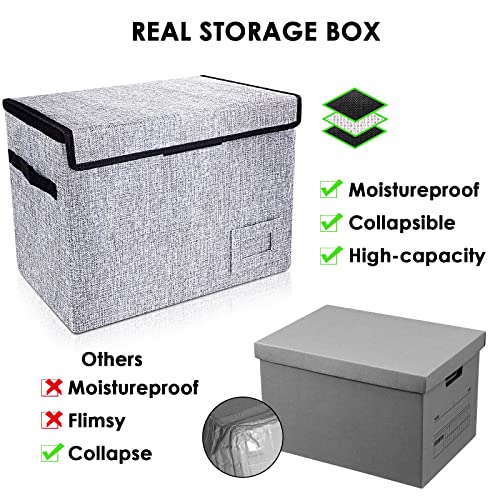 Image of Leffis Comic Book Storage, Box 15.5 inch X 7.5 inch X 11.3 inch, Collapsible Comic Short Box with Lids Holds 150 Comics Heavy Duty Comic Book Bin Container (1 pack, grey)