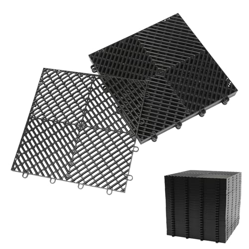 Interlocking Tiles, 50Pcs Drainage Interlocking Floor Tiles, 12\" x 12\" Non-Slip PP Floor Tile with Holes, Self-Draining Outdoor Deck, for Pool, Bathroom, Patio, Garage