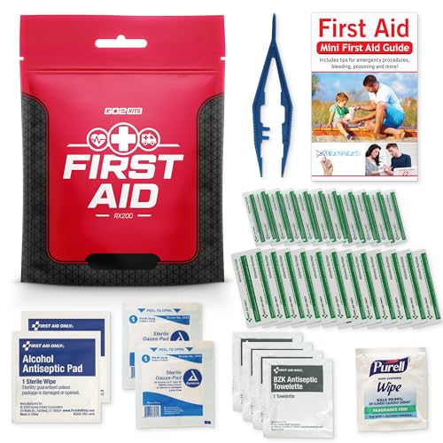 Go2Kits First Aid Kit 2.0 USA Made 38 Piece Basic Plus (5 Pack) Red