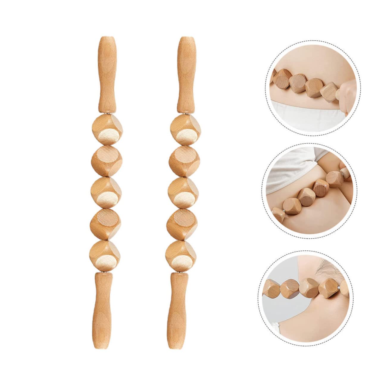Rodillo Trasero de Madera para Masaje 2 Piezas Uso Doméstico | Masajeadores Abdominales, Herramienta de Masaje Corporal, Pack para Aficionados al Fitness y Personas Mayores