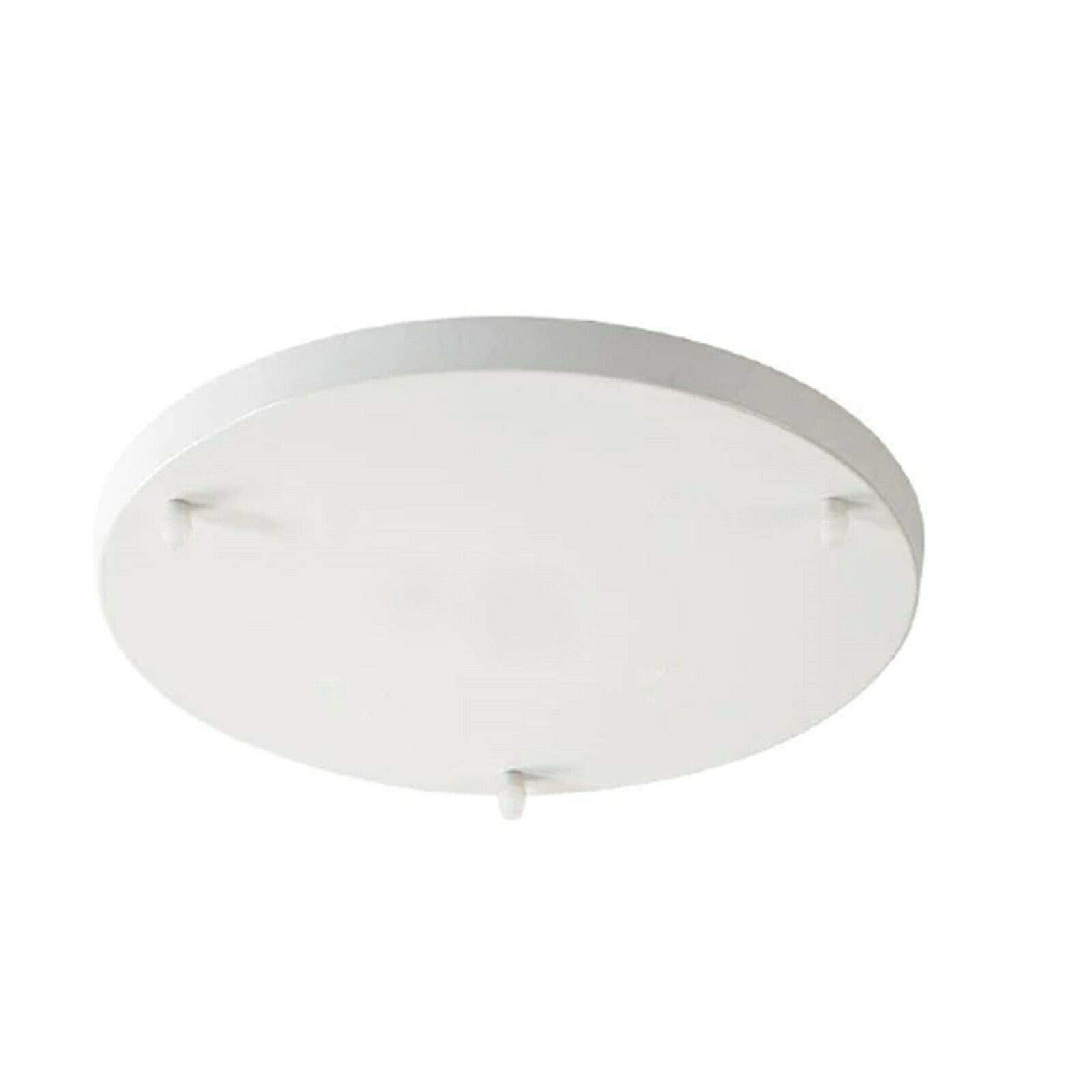 Vintage Industrial 3 Outlet Metal Round Rectangle Ceiling Rose with Cord Grip. (Round White)