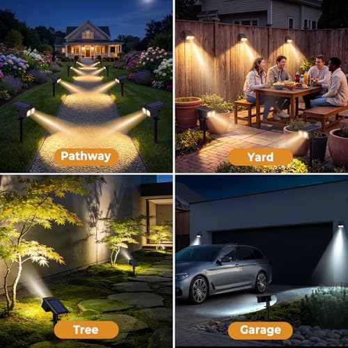 btfarm 4 Stück Solarlampen für Außen, 3000/4500/6000K Solarstrahler Garten – Ansicht 5