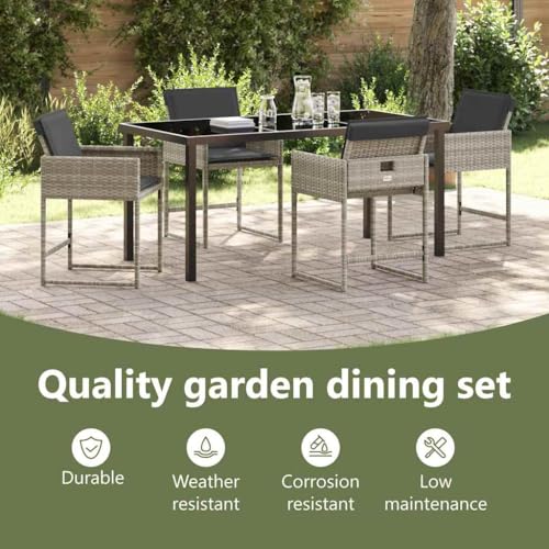 Ensemble de jardin et terrasse pour repas d'été en poly rotin - 5