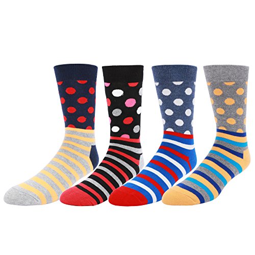 WYTartist Chaussettes Colorées Pour Hommes - Chaussettes Hautes Occasionnelles Fraîches de Coton Colorées D'amusement de Nouveauté (Style D)