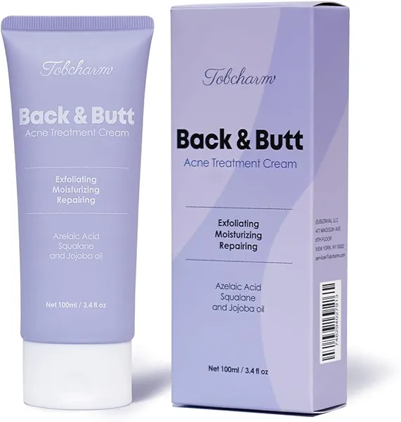 Butt Acne Clearing Treatment, Maximum Strength Body Cream for Back, Buttocks, Thigh & Chest Acne Removal, Skin Clearing Lotion for Men & Women, Foaming Cleanser for Bacne & Cystic Acne