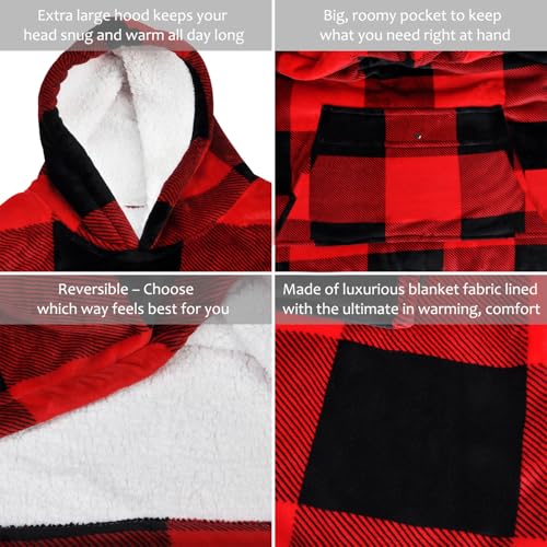 Image of Catalonia Oversized Hoodie Blanket Sweatshirt, Comfortable Sherpa Giant Pullover with Large Front Pocket for Adults Men Women Teenagers Wife Girlfriend