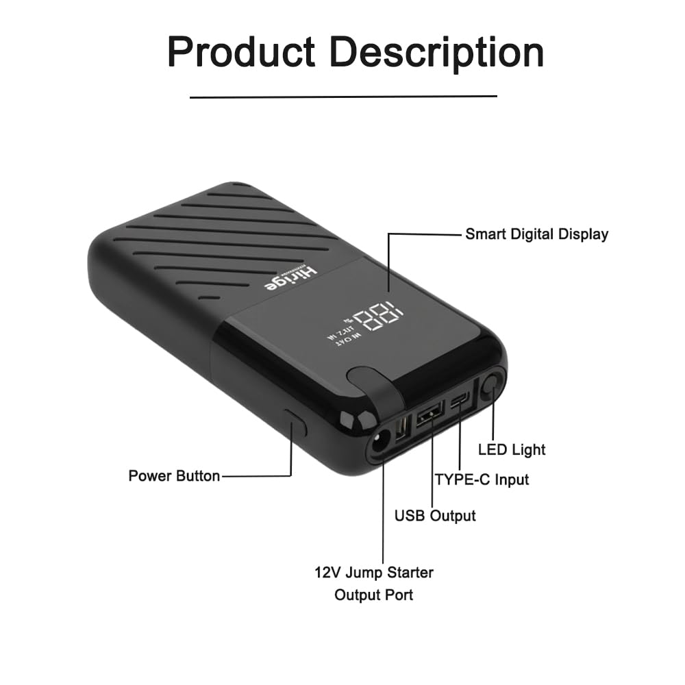 8000Ah 12 Volt Ultra-Safe Portable Lithium Battery Car Jump Starter Kit, Jump Starter Power Bank and Booster Cables for Up to Petrol Engines