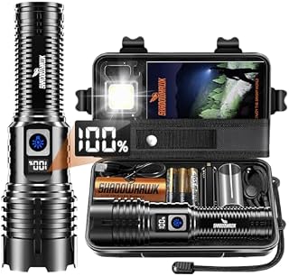 Shadowhawk Taschenlampe LED Aufladbar Extrem Hell, 500000 Lumen Taschenlampen Batteriebetrieben USB, XHM77.2 Taktische Taschenlampe Starke, Wasserdicht Flashlight Torch für Outdoor Notfälle Camping