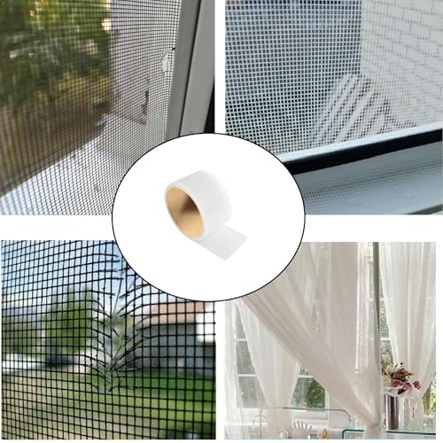 Fliegengitter Reparatur Klebeband,5cm*5m Adhesive Screen Repair Tape,Fliegengitter Reparatur Set,Insektenschutz Fliegengitter Reparatur,Schneidbares Fliegengitter Klebeband für Fenstertürloch,Weiß