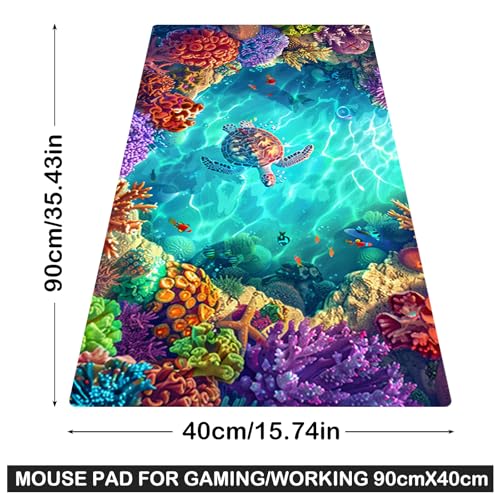 Image of Nuxovilar Professional Large Mouse Pad & Computer Game Mouse Mat (35.4x15.7IN, Vibrant Underwater World Art) (90 * 40cm Vibrant Underwater World)