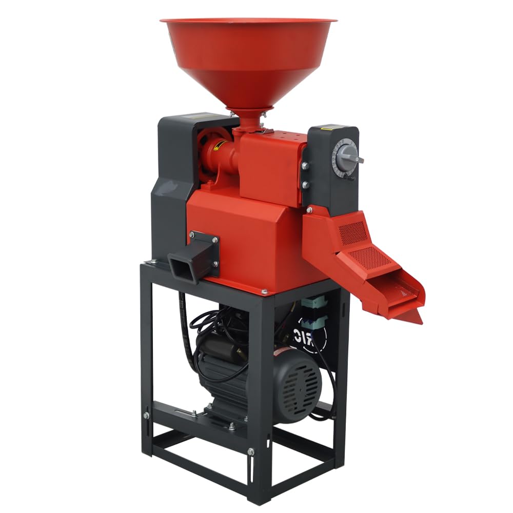 220V Electric Rice Milling Peeling Machine Commercial Small Grain Grinder Mill for Rice Millet Corn Peeling Sheller 130-170 KG/H 1.8KW