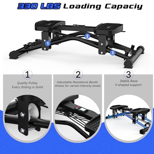 Image of Ski Balancing Machine with Resistance Bands, Slide Steppers Full Body Cardio Workout Equipment, Twister Balance Board Equipped with LCD Monitor, 330LBS Capacity