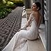 Long Sleeve Mermaid Wedding Dresses for Bride Lace Appliques Tulle Boho Beach Bride Dress with Train Luxury Wedding Gowns Backless White US16 He102106