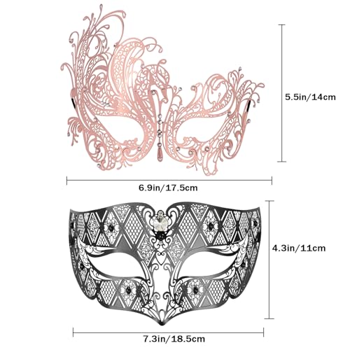 Image of Coddsmz Couples Venetian Masquerade Mask Set Luxury Style Princess Party Mask for Couples Women and Men Mardi Gras Masks