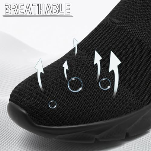 Schuhe Herren Sportschuhe Turnschuhe Schwarz Laufschuhe Slip on Sneaker StraßEnlaufschuhe Sommerschuhe Joggingschuhe Hallenschuhe Fitness Männer Shoes Schwarz 44